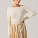 ASTR Bluma Embroidered Boatneck Sweater
