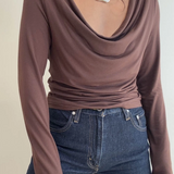 Izzy Espresso Cowl Neck Top