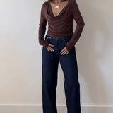 Izzy Espresso Cowl Neck Top