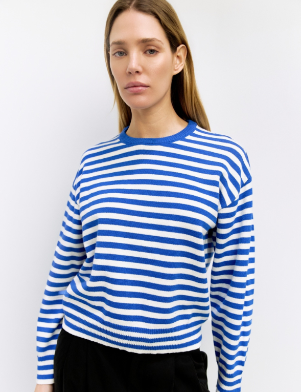 Kinsley Sweater - Cobalt/White