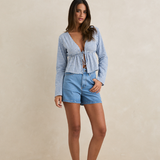 Lola Check Tie Front Long Sleeve