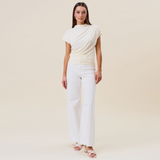 Serene Draped Top in Cream