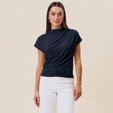 Serene Draped Top in Navy
