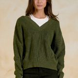 Wilda Green & White Sweater