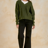 Wilda Green & White Sweater