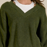 Wilda Green & White Sweater