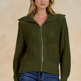 Elan Zip-Up Sweater in Green