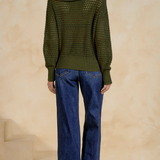 Elan Zip-Up Sweater in Green