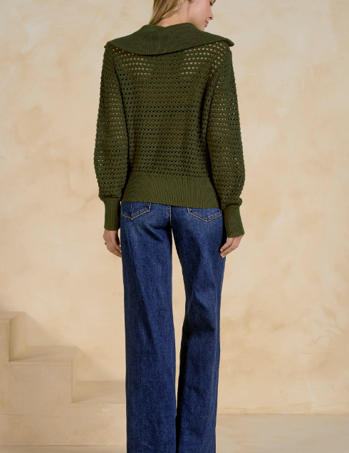 Elan Zip-Up Sweater in Green