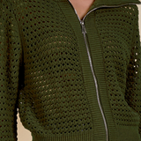 Elan Zip-Up Sweater in Green