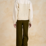 Elan Mixed Media Shacket in Cream