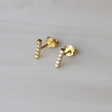 Pave Bar Studs in Gold