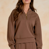 Around Town Quarter Zip in Light Brown