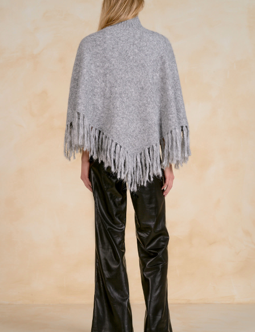 Gretchen Poncho Sweater with Fringe