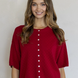 Ruby Short Sleeve Cardigan (Red & Charcoal)
