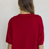 Ruby Short Sleeve Cardigan (Red & Charcoal)