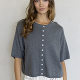 Ruby Short Sleeve Cardigan (Red & Charcoal)