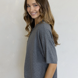 Ruby Short Sleeve Cardigan (Red & Charcoal)