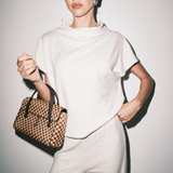Lila Funnel Neck Knit Top (Brown & Cream)