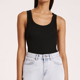 Nude Lucy Organic Rib Tank Top in Black