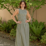 Mimi Green Gingham Sleeveless Maxi Dress