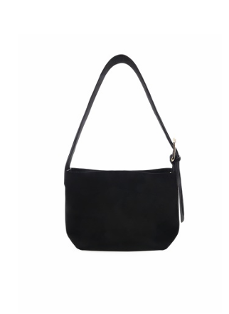 Freya Shoulder Bag - Black Suede