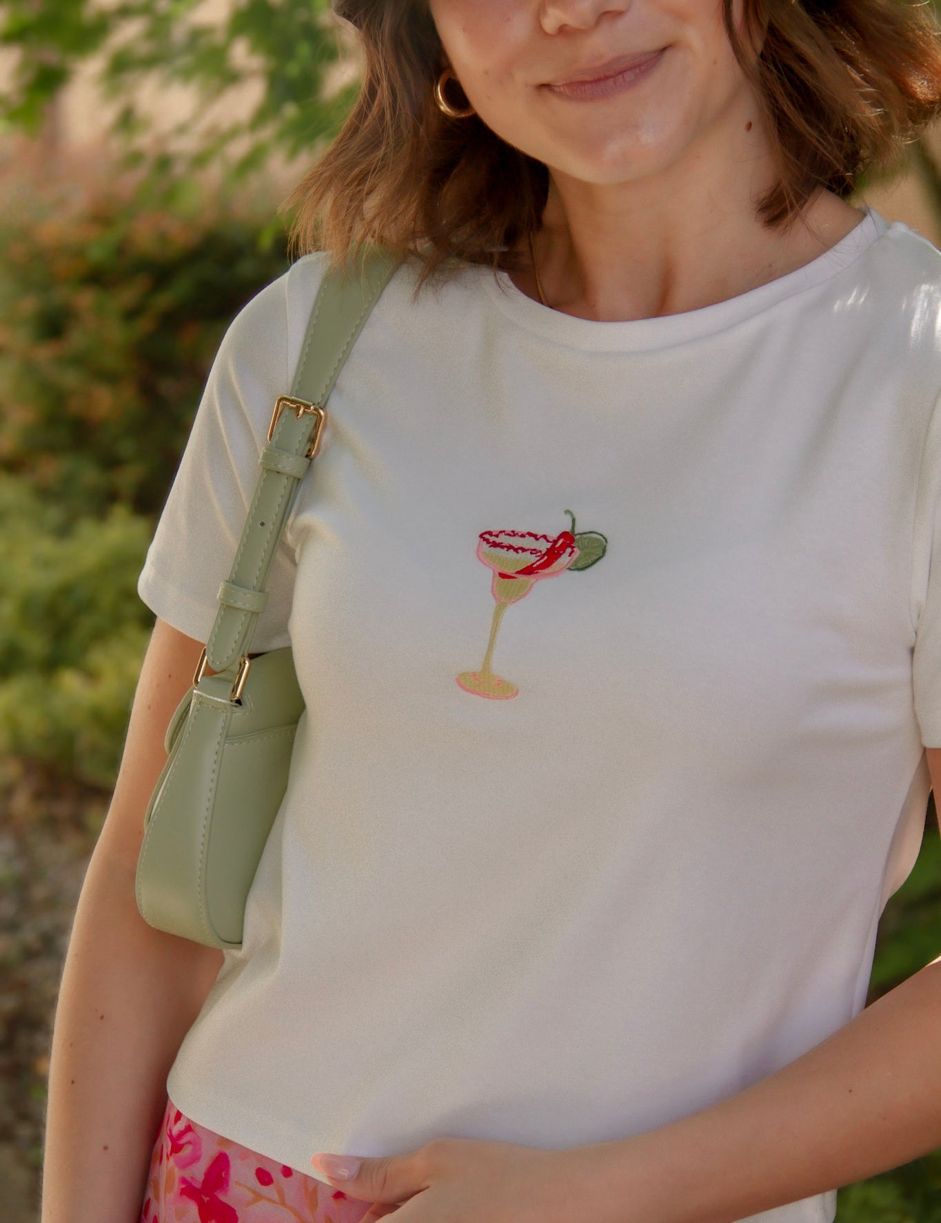 Spicy Marg Embroidered Tshirt in White