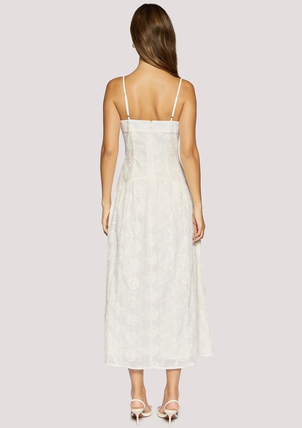 embroidered white midi dress 