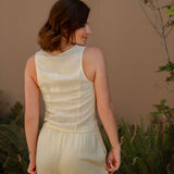 yellow linen tank and pant set